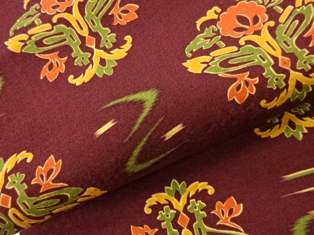  抽象草花模様織出し名古屋帯